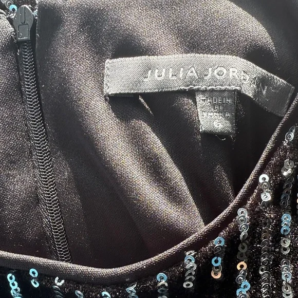 Julia Jordan Elegant Black Sequin 3/4 Sleeve Dress 6 - Picture 4 of 6